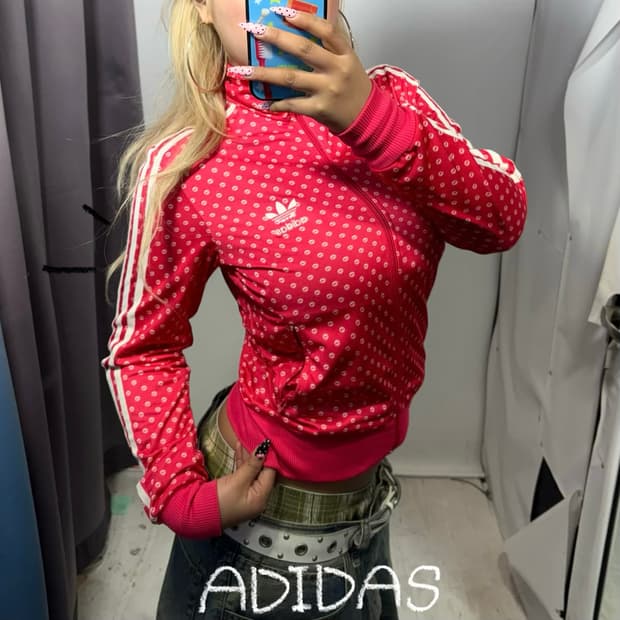 y2k 💋아디다스 립 도트 핑크 트랙탑