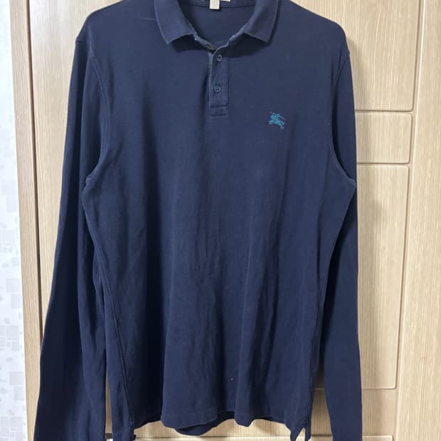 버버리 네이비 긴팔 폴로티