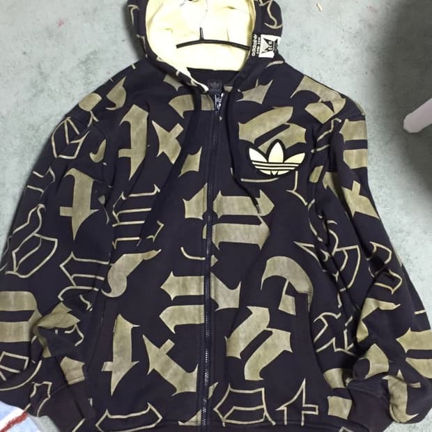 아디다스 희귀 레어 패턴 기모 후드집업