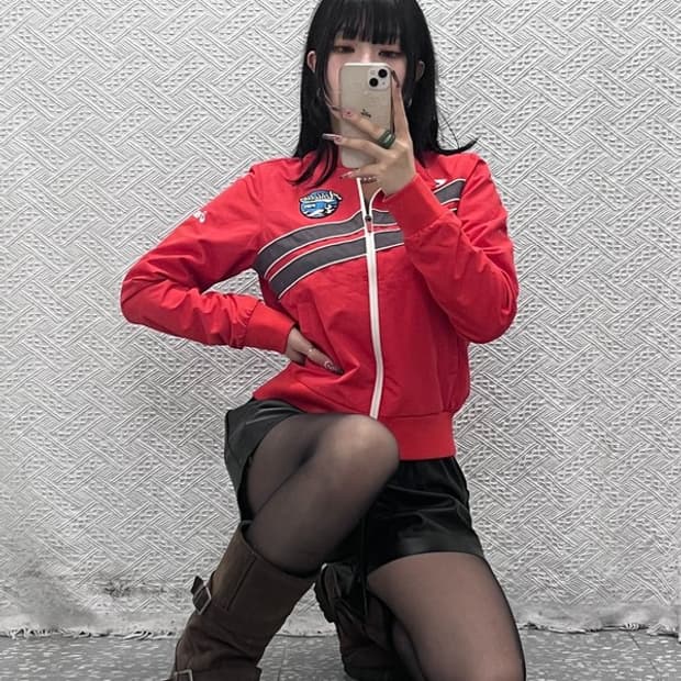 아식스 올드스쿨 펑크 Y2K 레이싱 집업 자켓 95 C11678