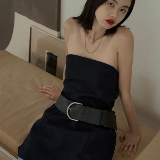 오버듀플레어 소가죽 와이드 벨트 블랙