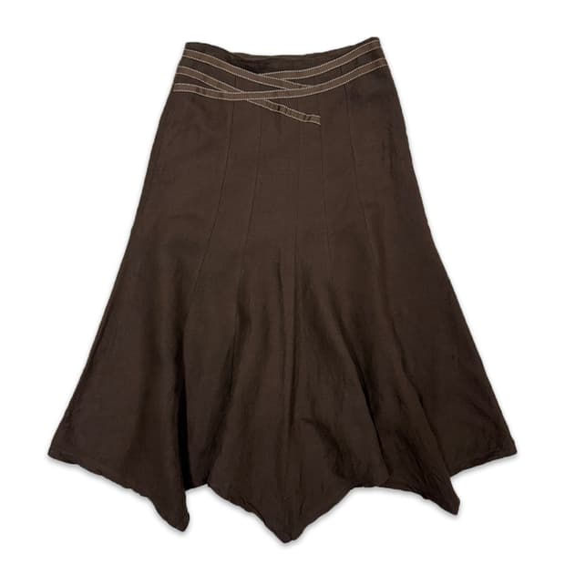 빈티지 Mollione 브라운 플레어 롱 스커트