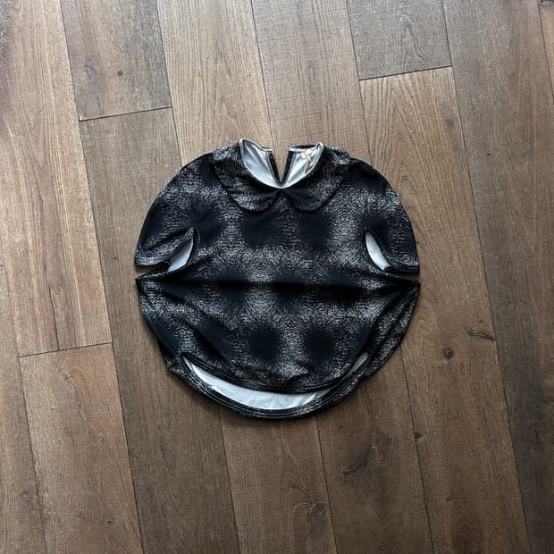 Metallic Printing Orbit Cutout Blouse