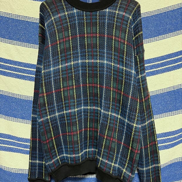 던힐 골프 울 멀티 타탄체크 니트