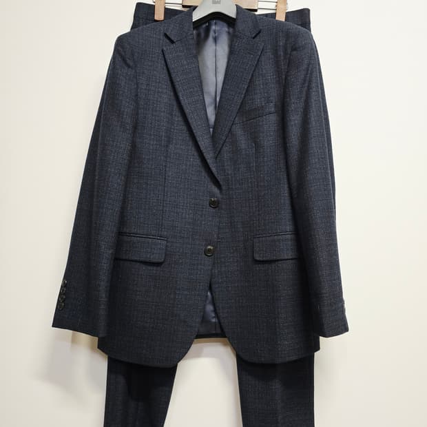 코오롱 브렌우드 슬림핏 네이비 체크 정장 세트