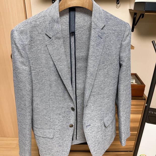 엠비오 mvio 블루 멜란지 더블 스티치 자켓 100