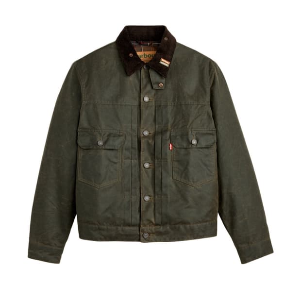 바버 리바이스 타입2 왁스드 자켓 올리브 M