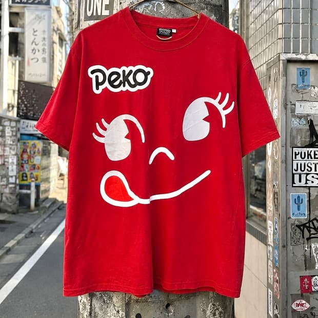 2013 PEKO 페코짱 오피셜 일본 빈티지 페이스 프린팅 반팔 티셔츠