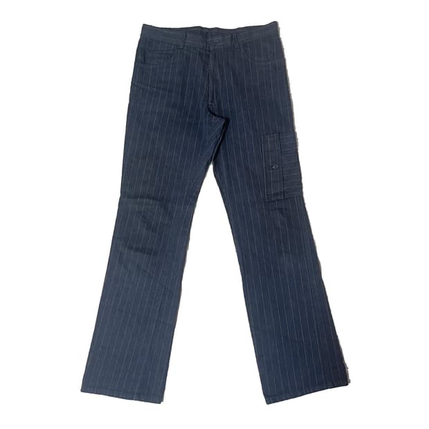 캐서린 햄넷 스트라이프 부츠컷 데님