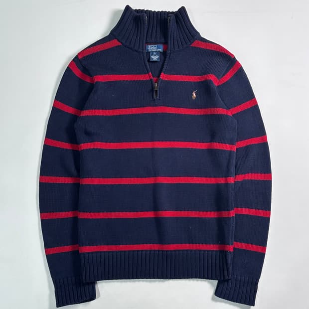 폴로 랄프로렌 보이즈 스트라이프 반집업
