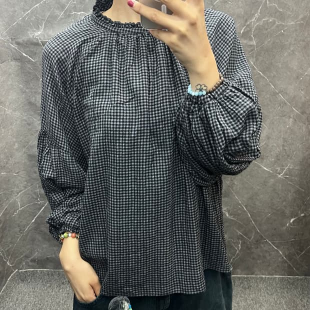 체크 블라우스 s276