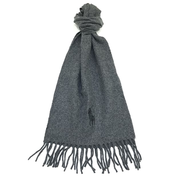 MX361 폴로 랄프로렌 100% 램스울 차콜 그레이 빅로고 머플러