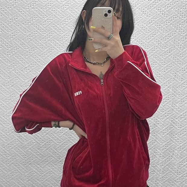 FCMM 레트로 90's 슬리브라인 오버핏 벨벳 집업 M C07465