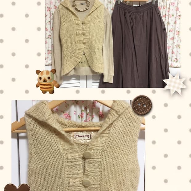 빈티지 후드 니트 베스트