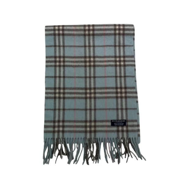 버버리 노바체크 스카이블루 캐시미어 머플러