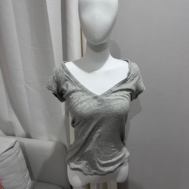 아베크롬비 그레이 딱붙탑 반팔 빈티지 