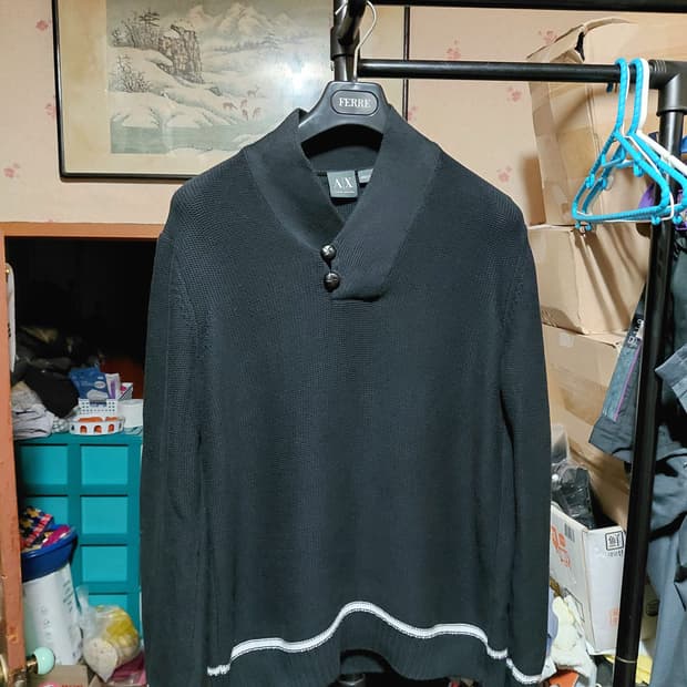 [아르마니익스체인지]코튼 숄카라 스웨터 L사이즈