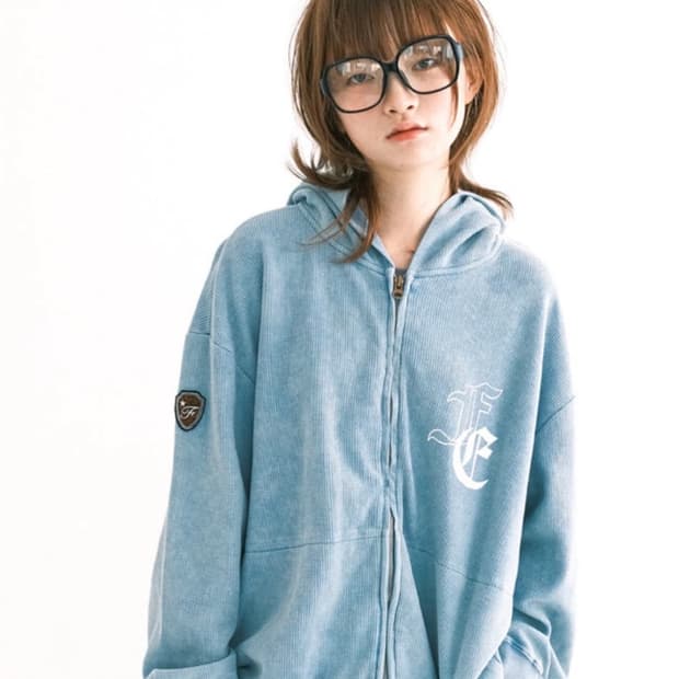 faerie color washing waffle zip-up