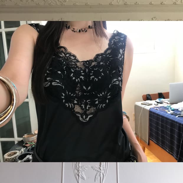 vintage lace see-through sleeveless