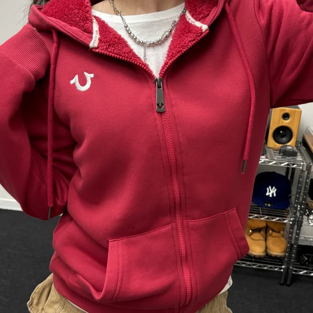 트루릴리젼 빅로고 보아 퍼 후드집업