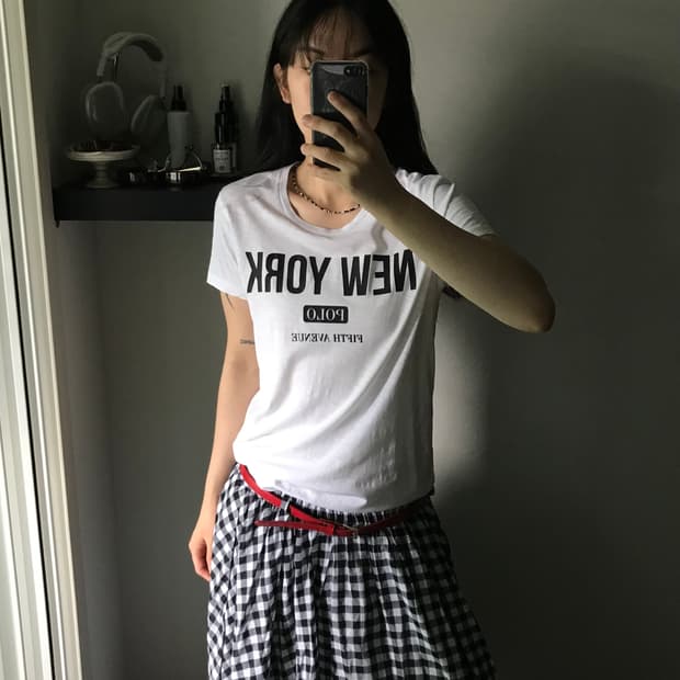 폴로 랄프로렌 중앙 프린팅 화이트 반팔티