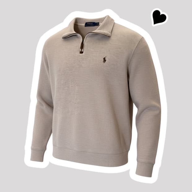 신형 폴로 랄프로렌 베이지 반집업 니트