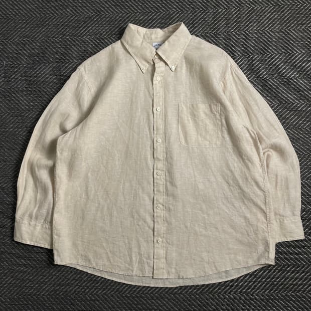 브룩스 브라더스 베이지 미니멀 린넨 셔츠o 4315