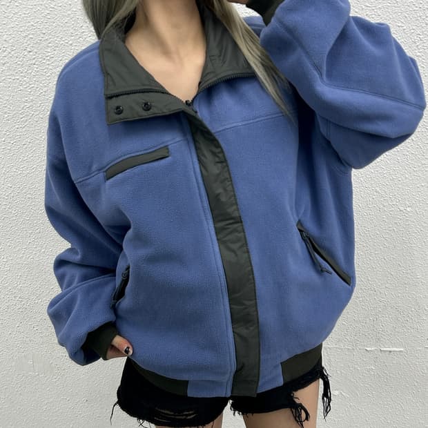 디스이즈네버댓 블루 플리스 리버시블 차콜 자켓 L