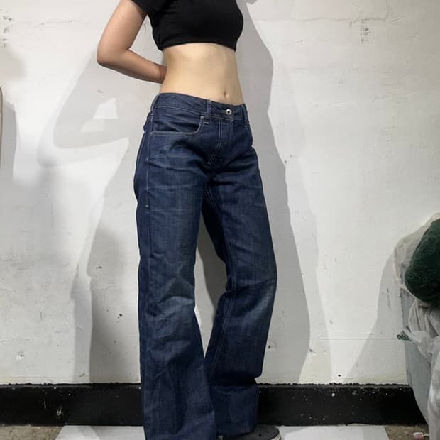 디젤 중청 와이드 데님 청바지 부츠컷 팬츠