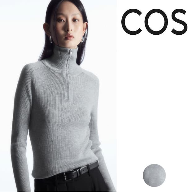 cos 코스 여성 울 리브드 하프집업 그레이 s