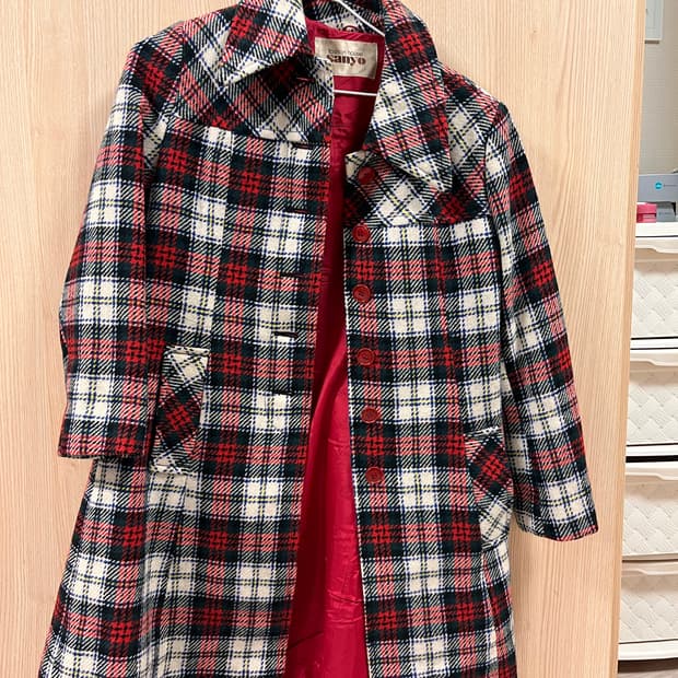 빈티지 체크 롱자켓