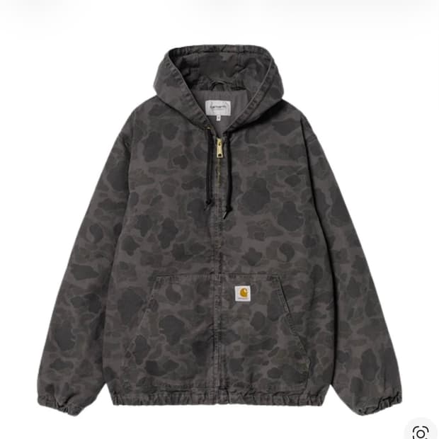 칼하트 WIP 덕 액티브 자켓 카모 덕 그린 그래파이트 가먼트 다이드