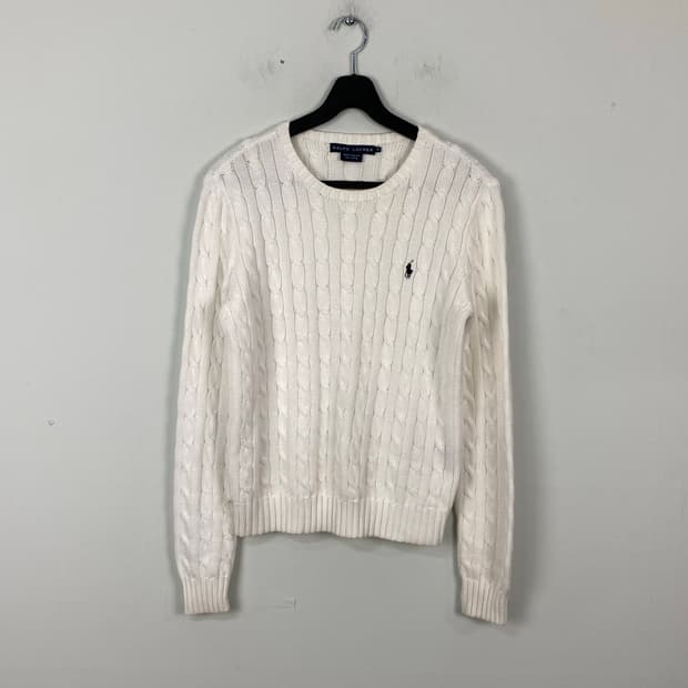 폴로 랄프로렌 화이트 꽈배기 니트 M