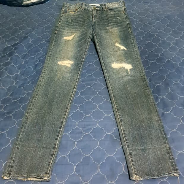 (빈티지) 플랙 KURZ 61C 슬림핏 데미지워싱 스트레치 데님진(30)