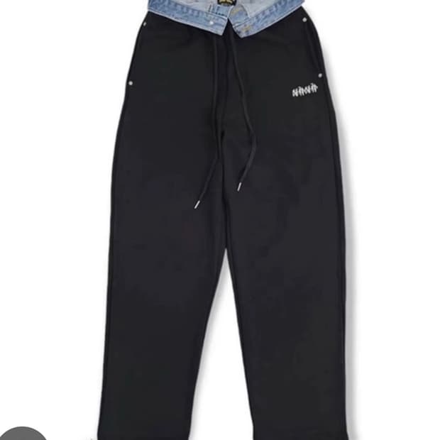 찹찹 여진 브랜드 Layered denim tr(Black)