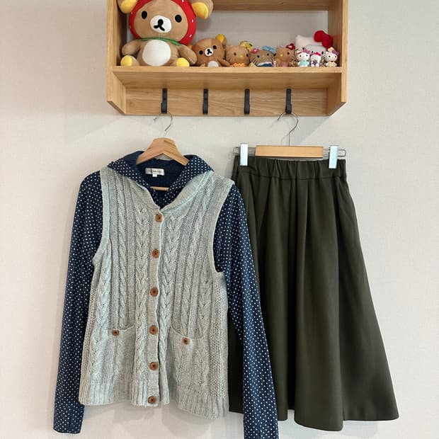 jpn 하구미 스즈코 모리걸 히피 아오이유우 레이어드 코디세트