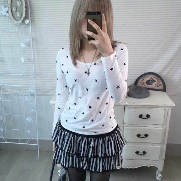 일본빈티지 별 패턴 자수 롱슬리브