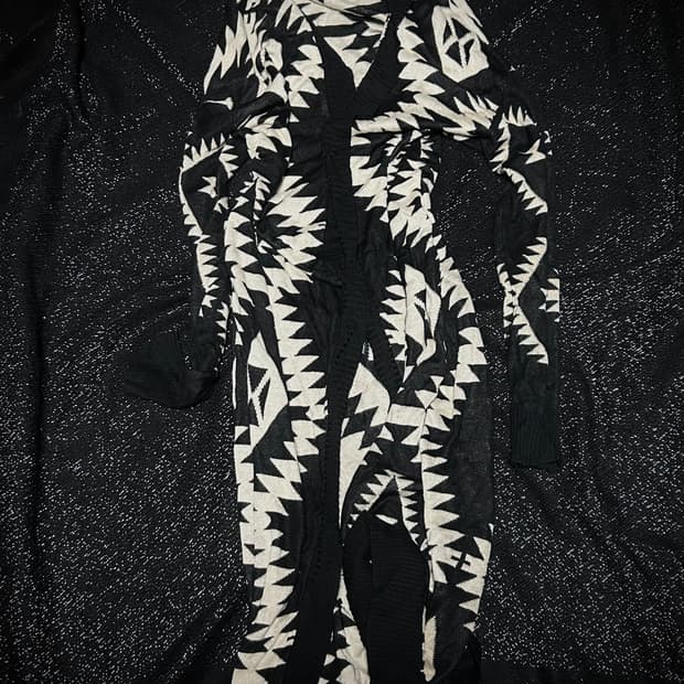 2000s JPN 에스닉 레이어드 롱 블랙 가디건