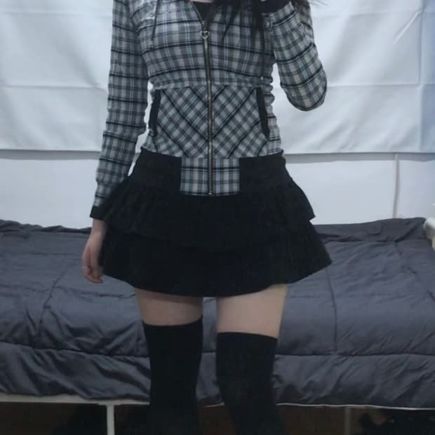 JPN 체크패턴 후드집업