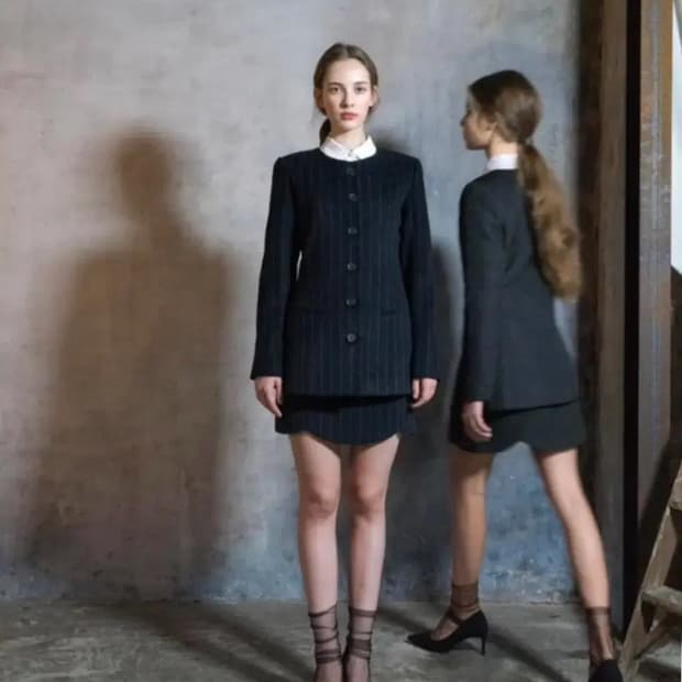 울 자켓&스커트 세트 레트흐드레뚜왈