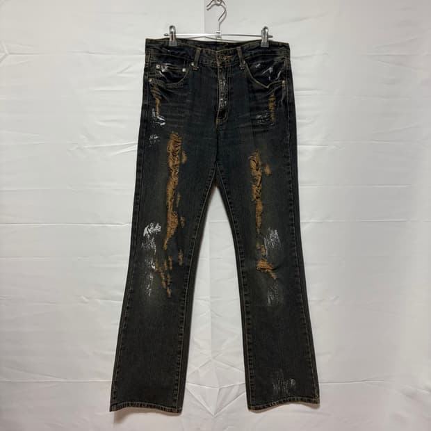 Metalic Paint Distressed Jeans