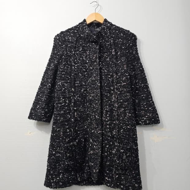 한섬 타임 TIME 블랙 트위드 코트 90(F)