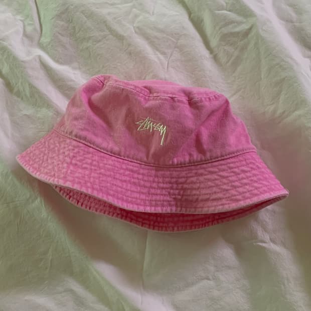 스투시 워시드 스탁 버킷햇 핑크 L-XL