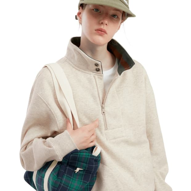 썬러브 하프집 스웻셔츠 오트밀