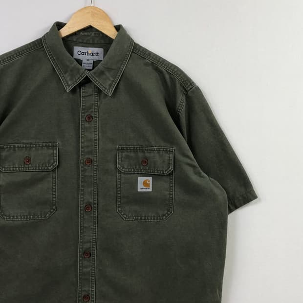 XL 칼하트 카키 데님 워크 셔츠