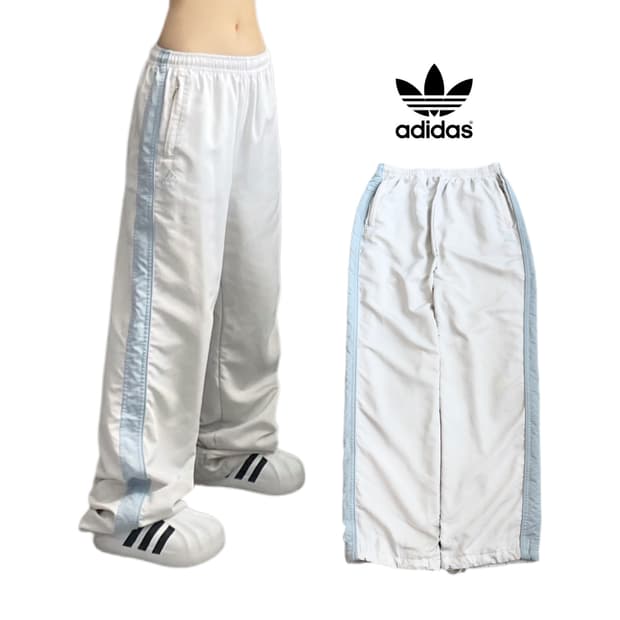 아디다스 90s 흰하 화이트 하늘 와이드 바람막이 트랙팬츠
