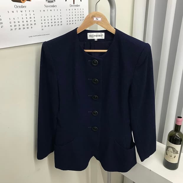 입생로랑 라운드 울 자켓