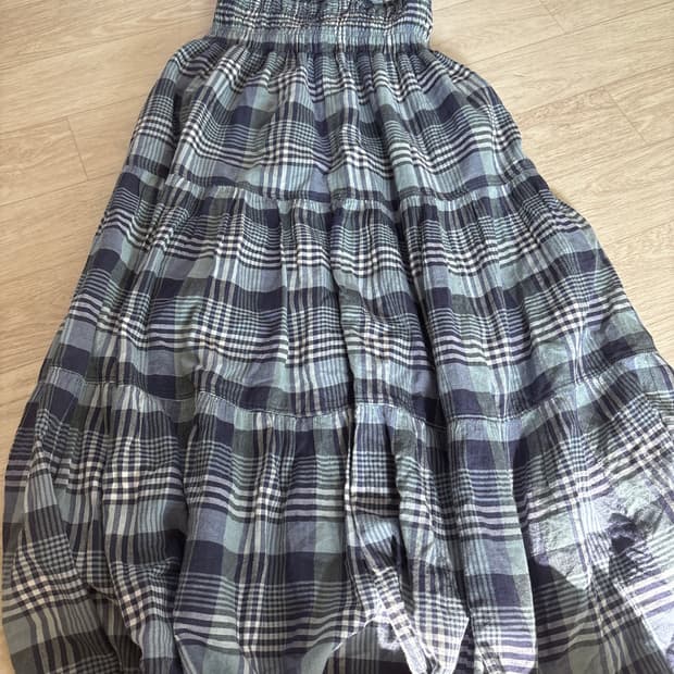 빈티지 블루 체크 여름원피스