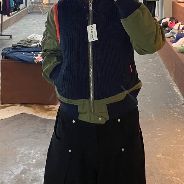 MORE THAN YESTERDAY 믹스 니트 봄버자켓 H1961