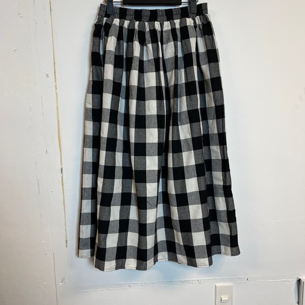 P025 JPN 모리/러블리/펑크/Y2K 체크 롱 스커트 L